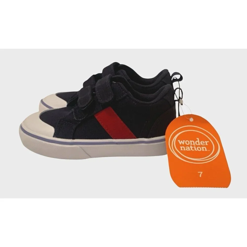 Wonder Nation Toddler Boys Casual 2 Strap Sneakers Size 7 Blue Red White